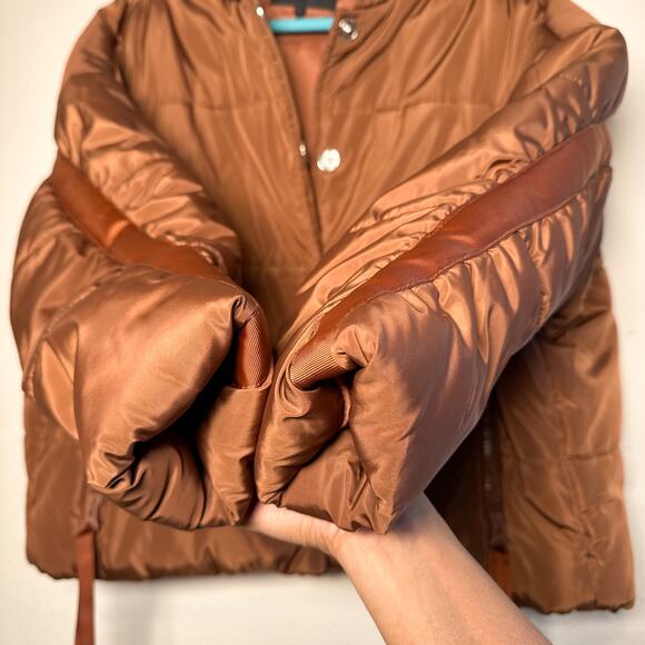 Maje Gueli Caramel Hooded Puffer Jacket Quilted Coat - Picture 10 of 11